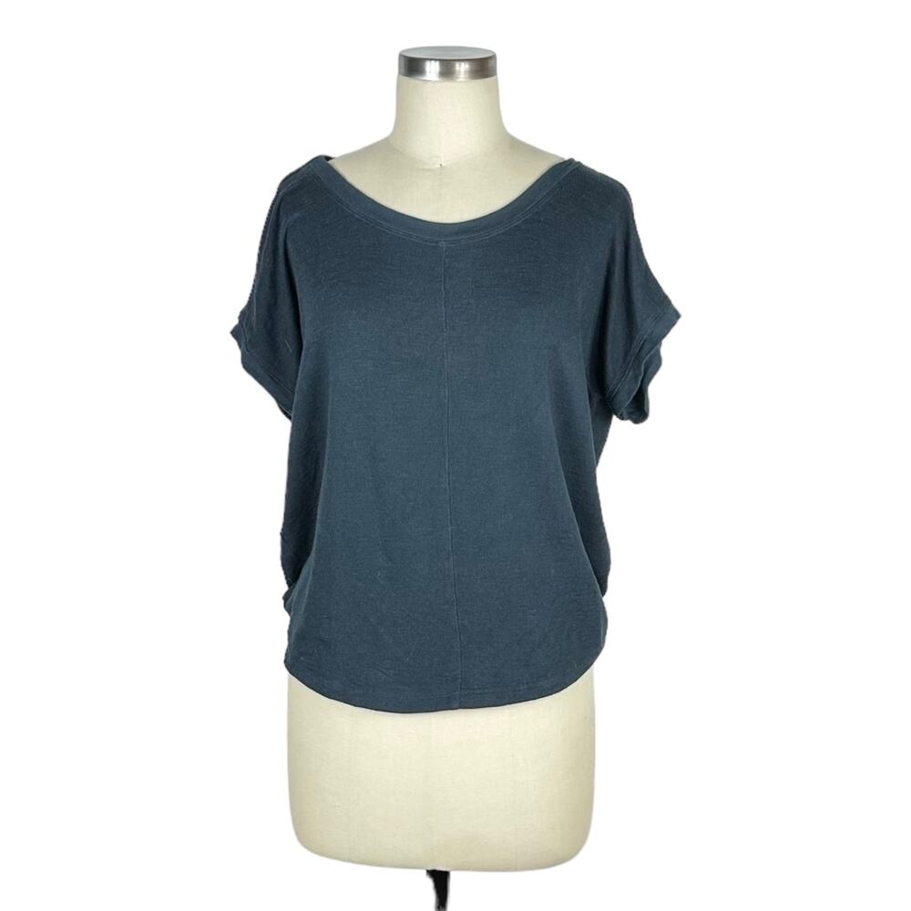 DAILY PRACTICE‎ Blue Cowl Back Short Sleeve Top Women's Size XS Anthropologie